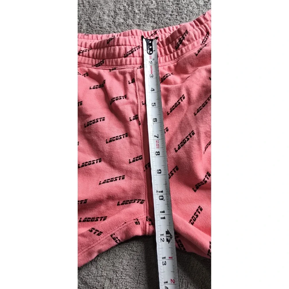 Lacoste Sweatpants Mens Medium Pink LIVE AOP Terry Cloth Fleece Jogger Lounge